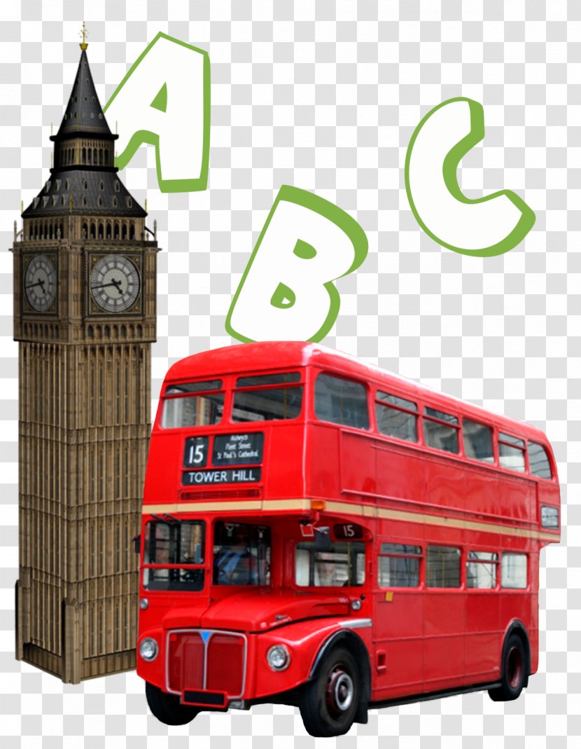 Double-decker Bus English Autobus De Londres Tour Service - Model Car Transparent PNG