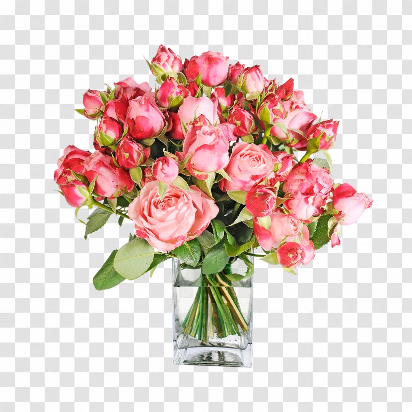Garden Roses Pink Flower Bouquet Cut Flowers Cabbage Rose - Artificial Transparent PNG