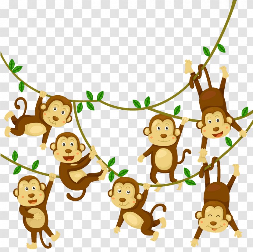 Monkey Royalty-free Stock Photography Illustration - Fictional Character - Brown Cartoon Decoration Pattern Transparent PNG