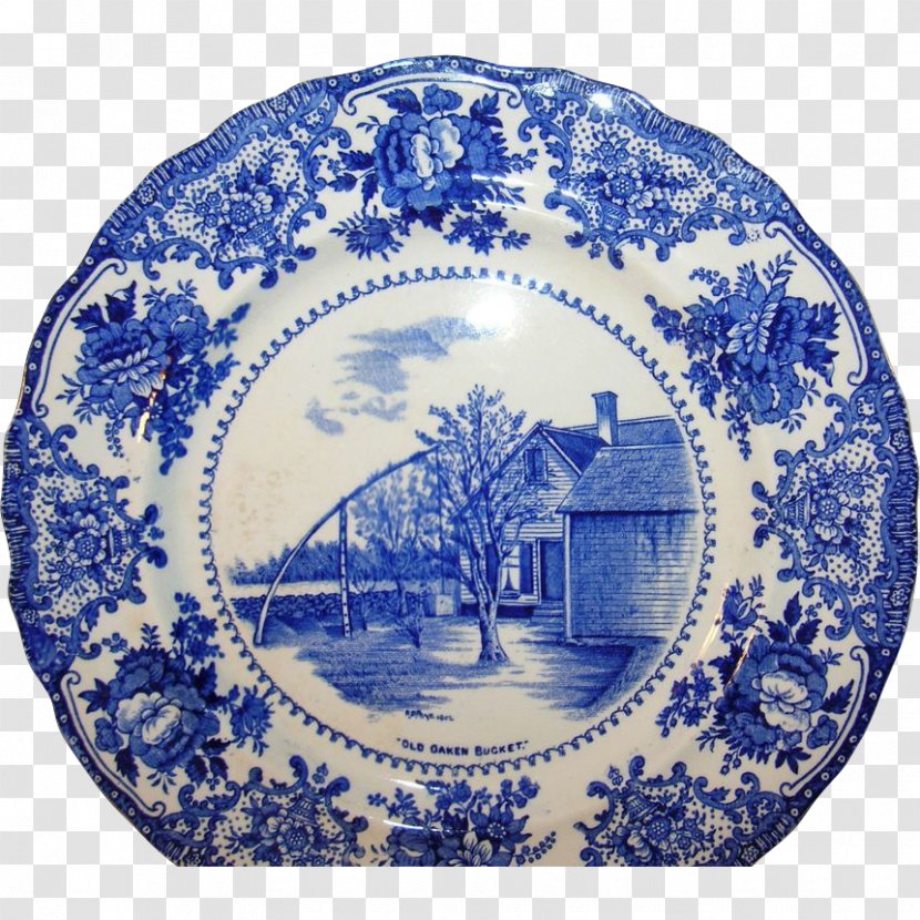 England Plate Blue And White Pottery Tableware - Transferware Transparent PNG