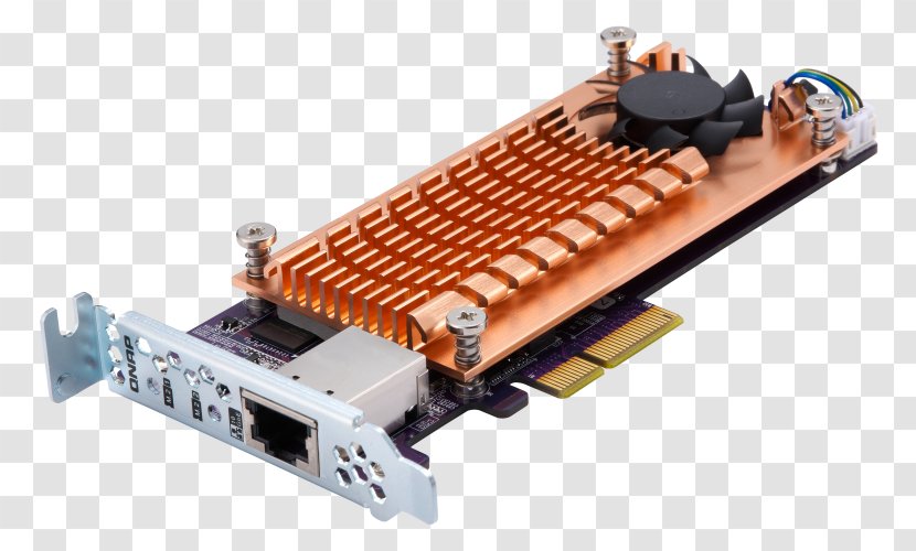 Graphics Cards & Video Adapters QNAP Systems, Inc. PCI Express M.2 Solid-state Drive - Network Interface Controller - Top Angle Transparent PNG
