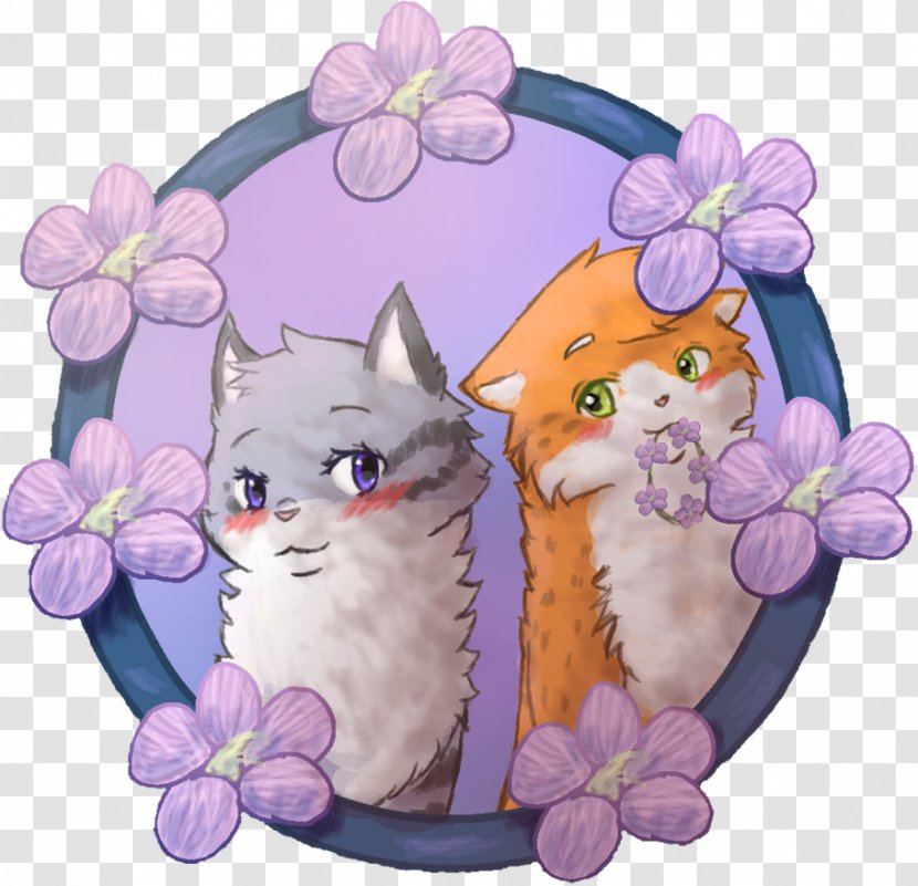 Kitten Whiskers Floral Design Paw - Animated Cartoon - Silver Flower Transparent PNG