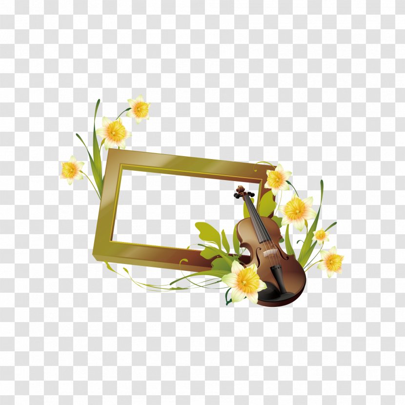 Violin Picture Frame Euclidean Vector - Floral Design - And Flowers Transparent PNG