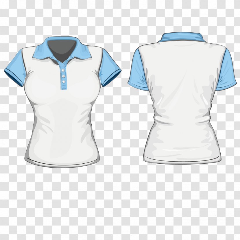 T-shirt Sleeve Polo Shirt Stock Photography - Neck - Vector Pattern Material Suit Service Blue Transparent PNG