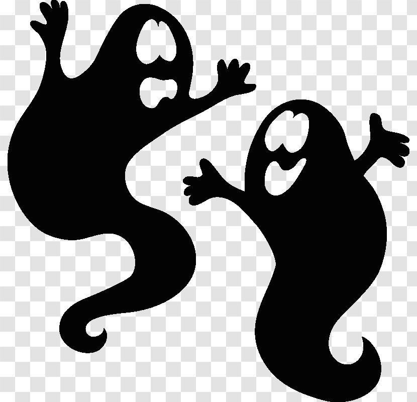 Silhouette Paper Ghost Stencil Witch - Black And White Transparent PNG