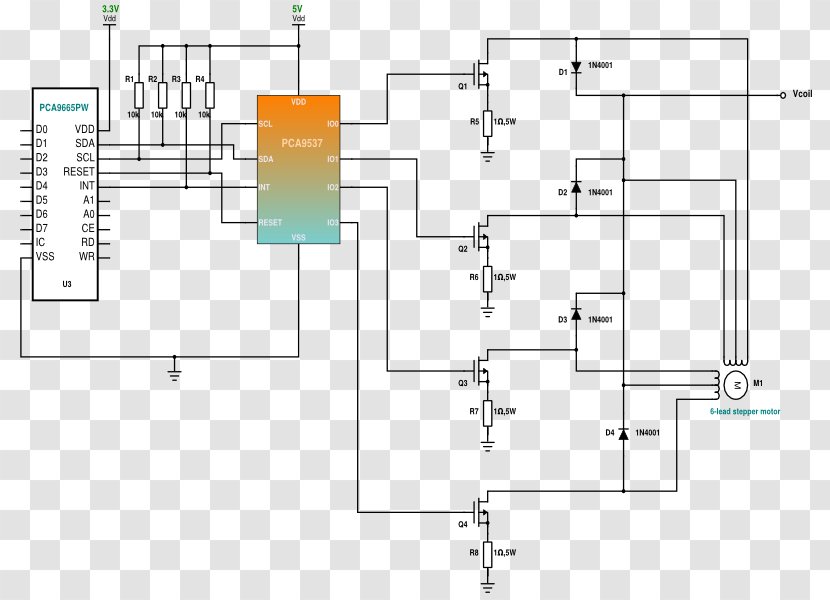 Stepper Motor Driver Circuit Diagram Unipolar Schematic - Local Ic Transparent PNG