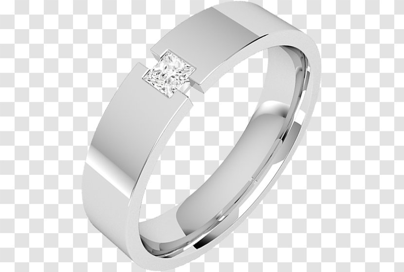 Diamond Cut Princess Wedding Ring - Body Jewelry - Platinum Men Rings Transparent PNG