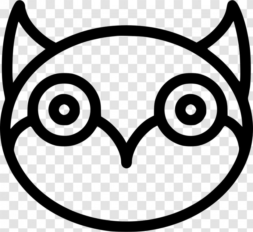 Owl Clip Art Smiley - Black And White Transparent PNG