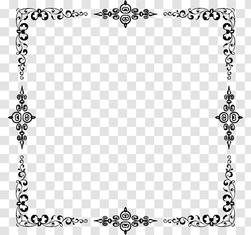 Borders And Frames Picture Clip Art - Black White - Elegant Frame Transparent PNG
