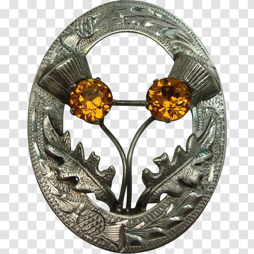 Brooch Thistle Gemstone Silver Pin - Ring - Scottish Plaid Transparent PNG