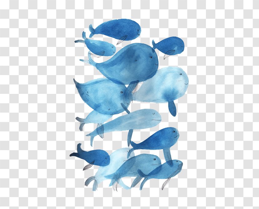 Painting Illustration - Blue - Whale Cartoon Fish Transparent PNG