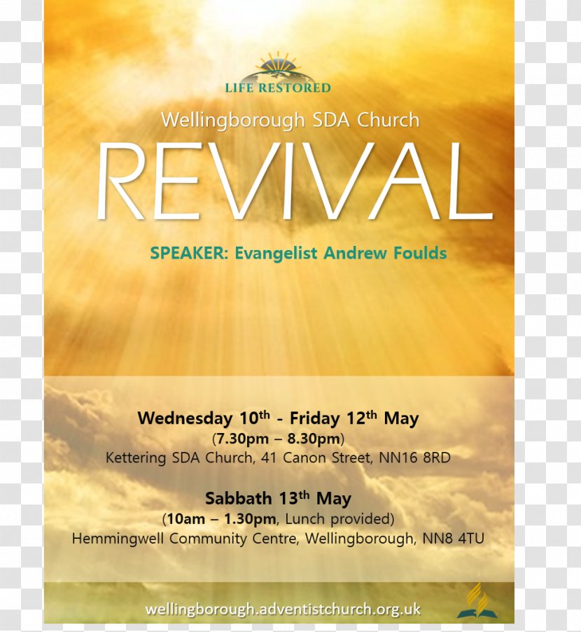 Seventh-day Adventist Church Flyer Wellingborough Photograph Image - Text - Revival Day Transparent PNG