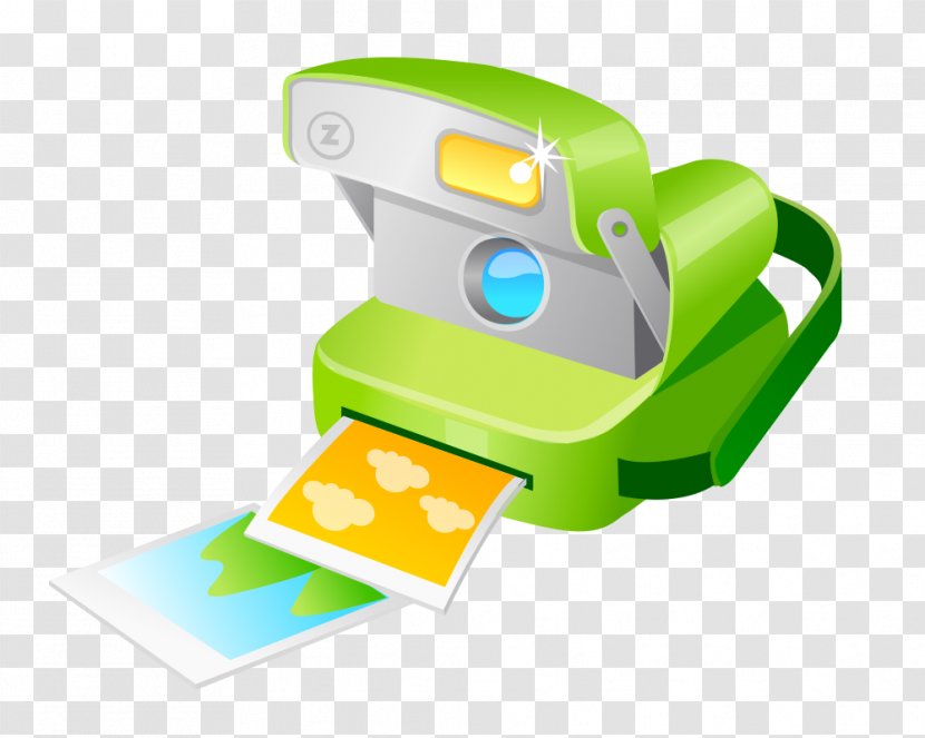 Instant Camera - Yellow - Cartoon Transparent PNG