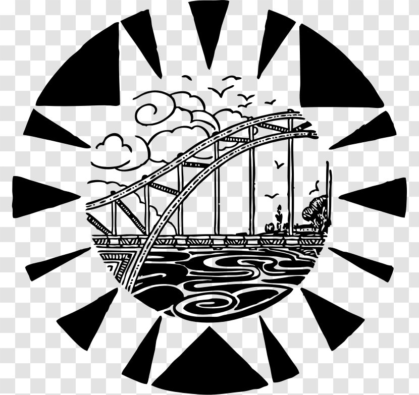 Bridge Clip Art - Black And White - River Transparent PNG