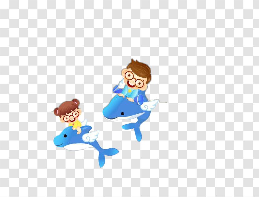 Child Illustration - Fictional Character - Riding Children Living Of The Wings Flying Dolphin Fantasy Transparent PNG