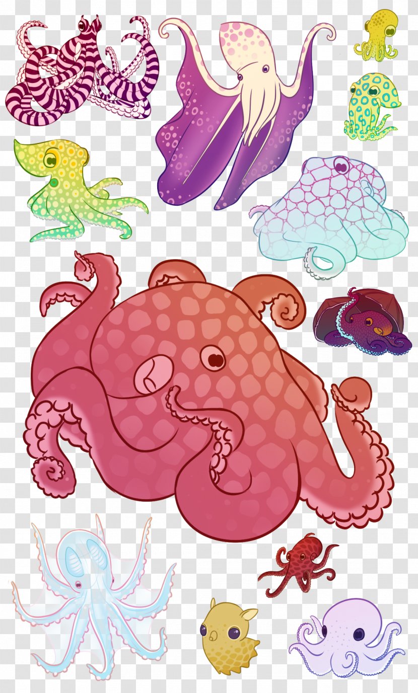 Octopus Cephalopod Visual Arts Clip Art - Organism - Cute Transparent PNG