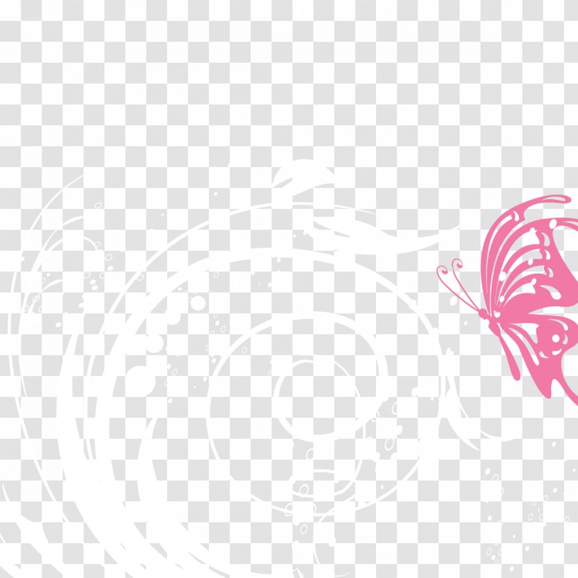 Black And White Pattern - Pink Butterfly Transparent PNG