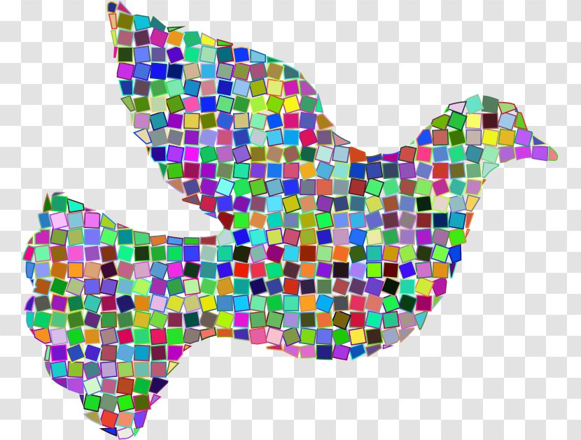 Columbidae Doves As Symbols Peace Modern Art Clip - Silhouette - Mosaic Transparent PNG