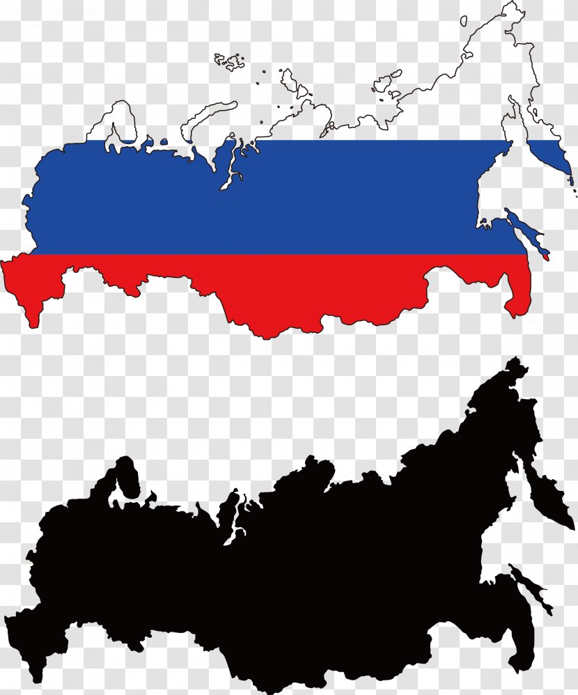 Flag Of Russia Map Royalty-free - Silhouette - Country Transparent PNG