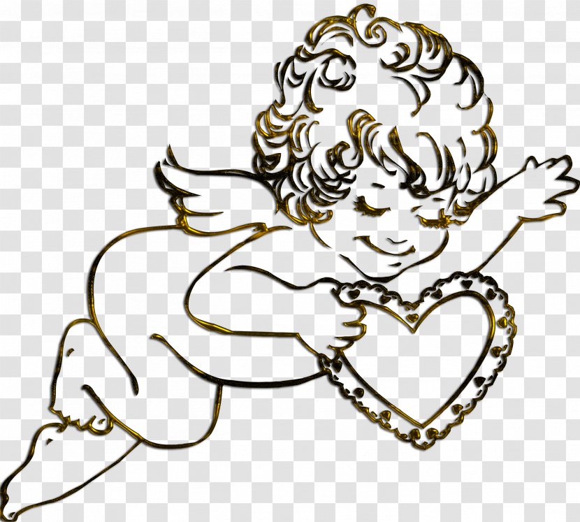 Cherub Angel Drawing Tattoo Mehndi - Heart - Cupid Transparent PNG