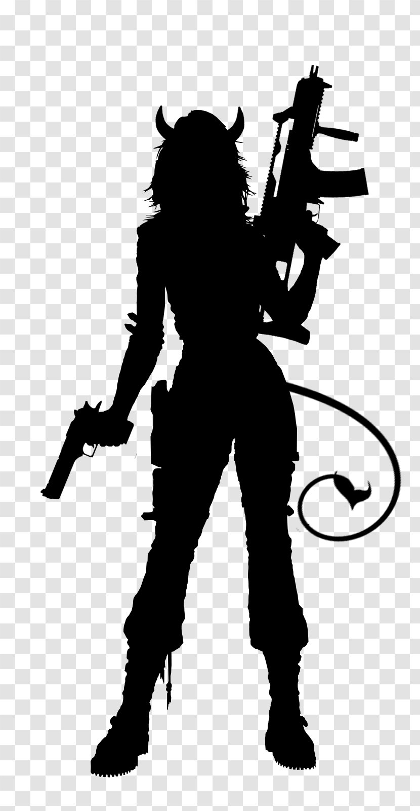 Silhouette Demon Firearm - Monochrome Transparent PNG