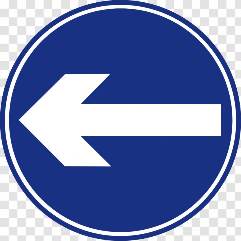 Traffic Sign Road Signs In Mauritius Mandatory - Regulatory - Left Arrow Transparent PNG