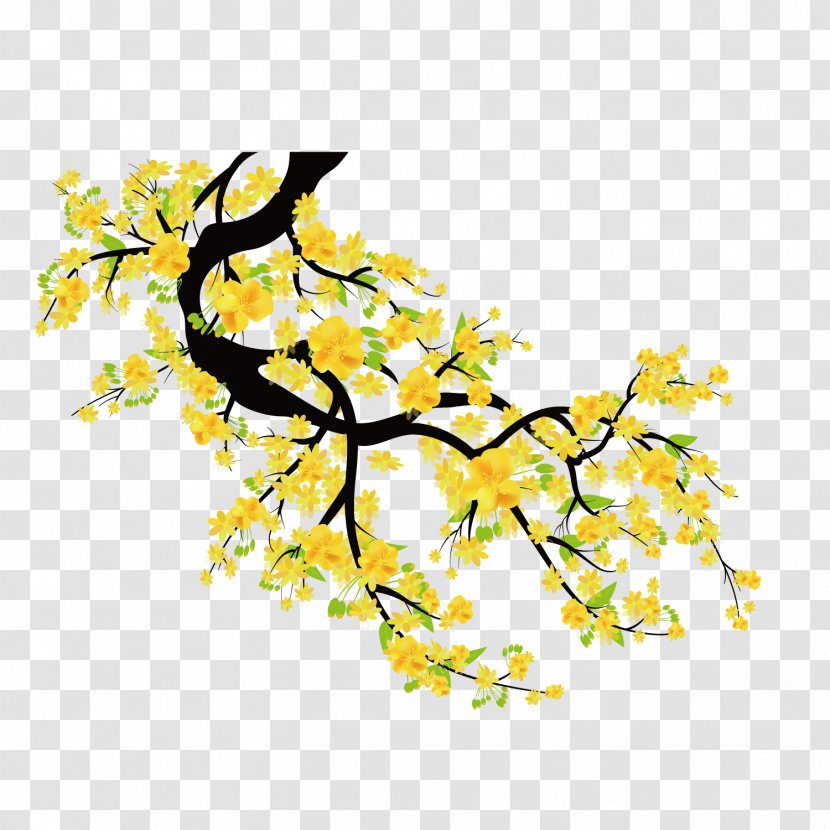 Plum Blossom Euclidean Vector Cherry - Floral Design - Yellow Peach Decoration Transparent PNG