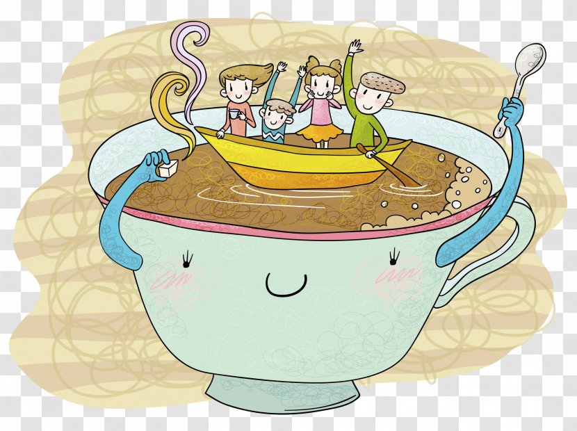 Cartoon Illustration - Ceramic - A Rowing Child Transparent PNG