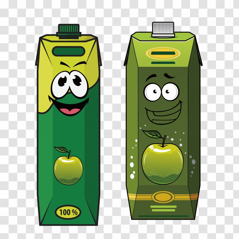 Juice Cartoon Packaging And Labeling Carton - Drawing - Vector Apple Transparent PNG