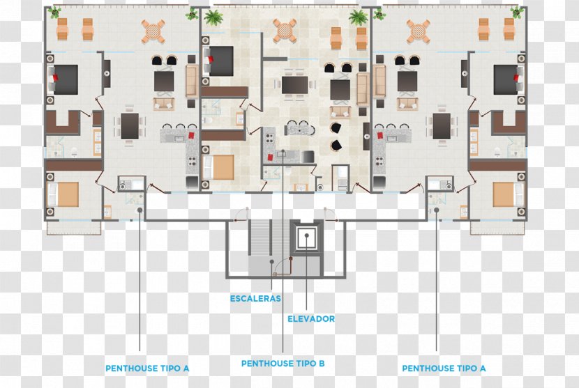 Penthouse Apartment Floor Plan Building - Flamingos Transparent PNG
