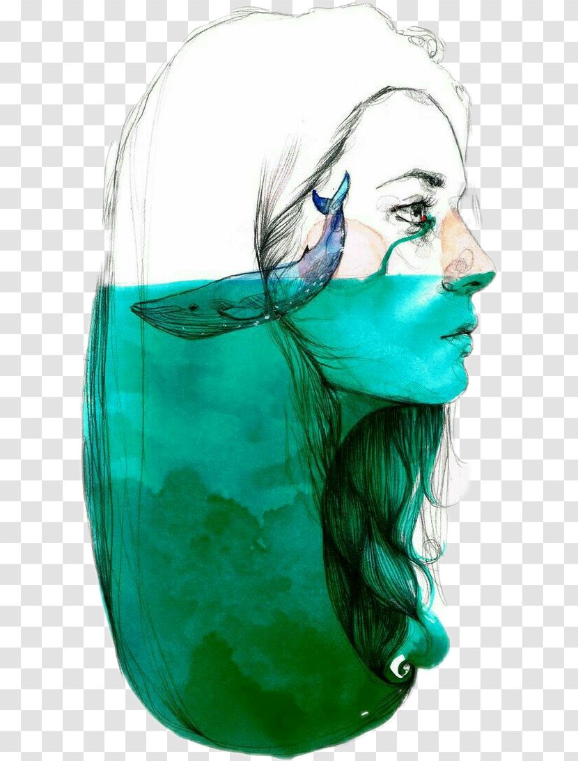 Drawing Watercolor Painting Image Sketch Art - Face - Sea Transparent PNG
