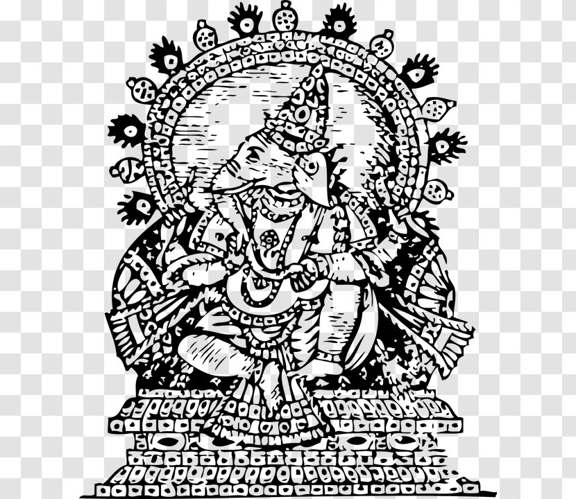 Ganesha Line Art Clip - Deity - Indian God Transparent PNG