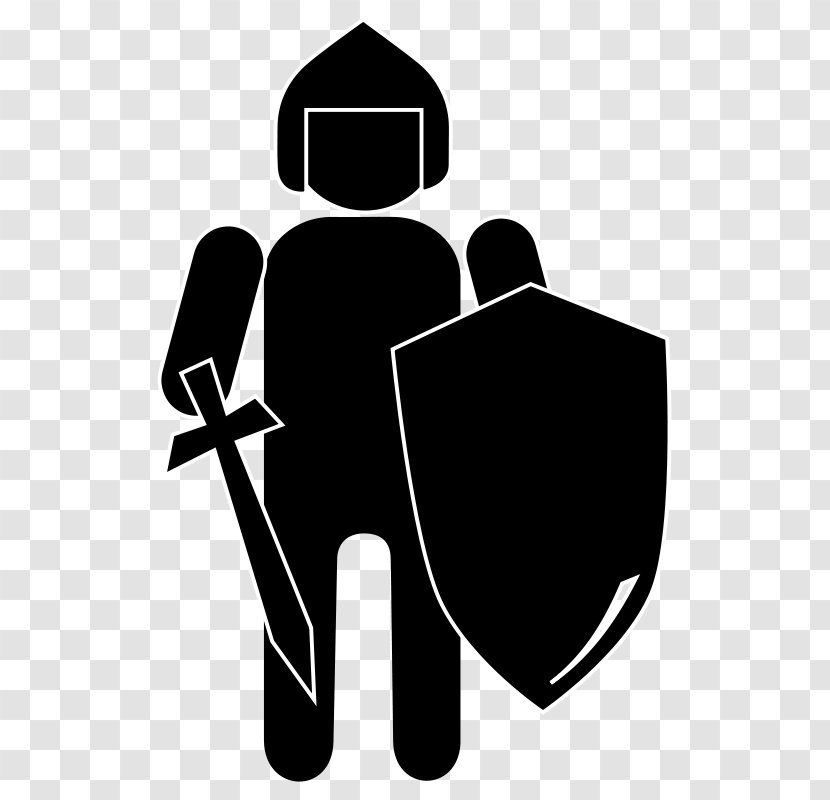 Knight Clip Art - Black And White - Silhouette Transparent PNG
