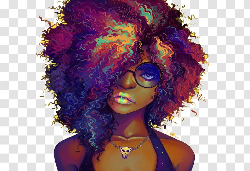 Afro Artist Drawing Work Of Art - Digital - Purple Cool Beauty Transparent PNG