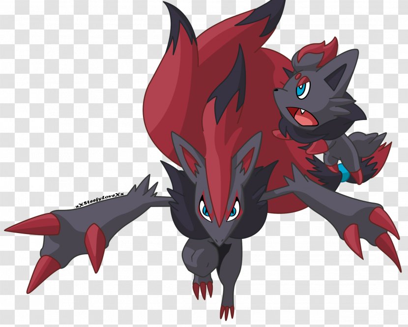 Zorua And Zoroark Ash Ketchum Pokémon Art - Mythical Creature - Pokemon Transparent PNG