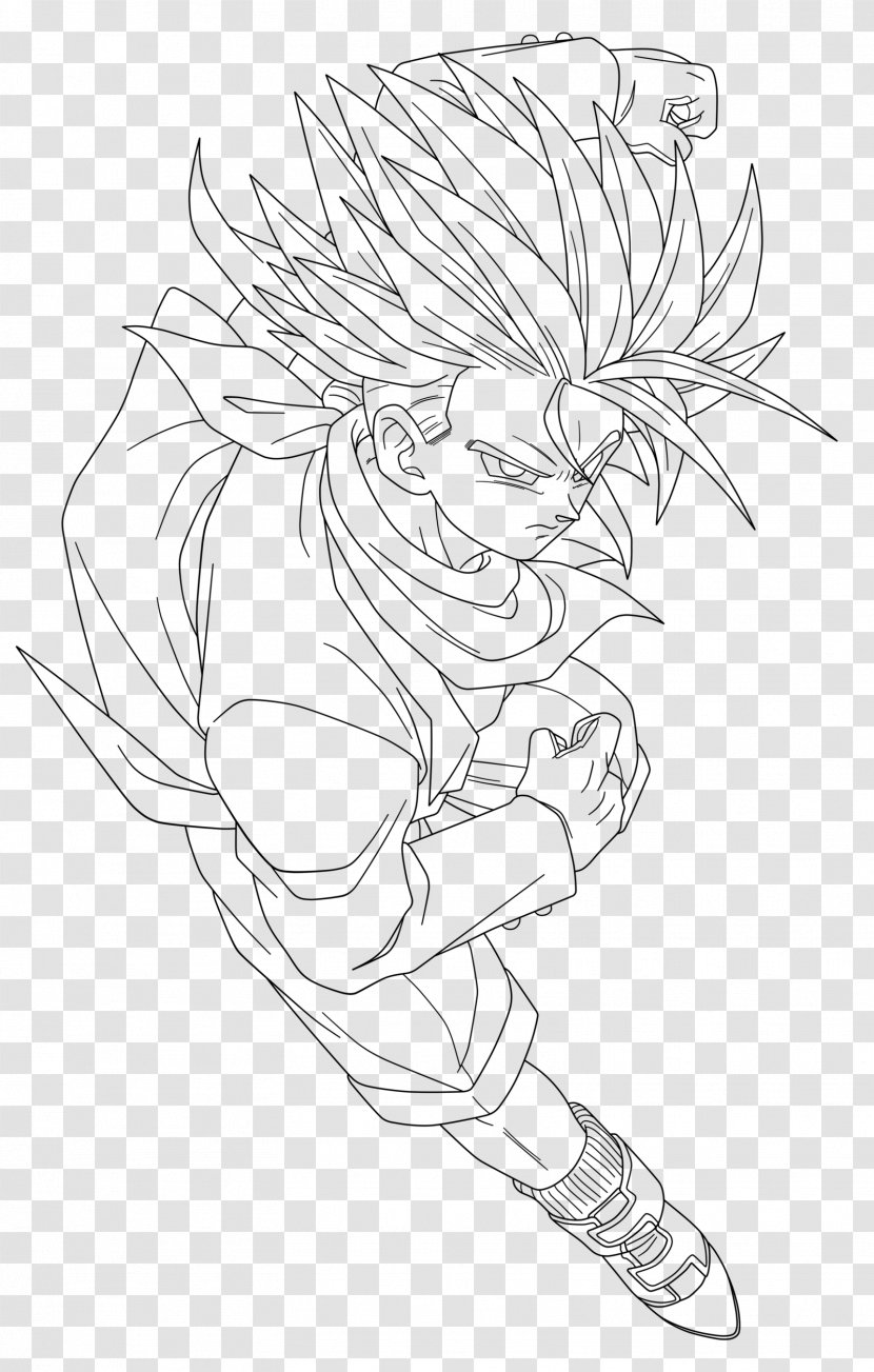 Line Art Trunks Gohan Goku Drawing - Tree - Trunk Flagged Transparent PNG