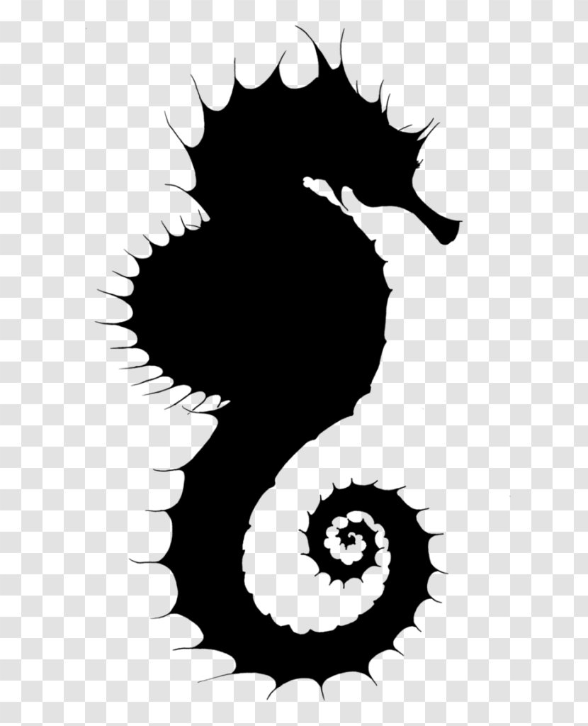 Seahorse Black & White - M - Character Clip Art Silhouette Transparent PNG