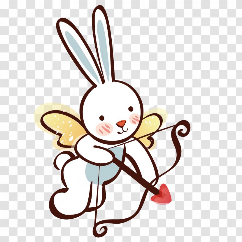 Cartoon Qixi Festival Valentine's Day Couple Cupid - Frame - A Rabbit With Heart Of Love Transparent PNG