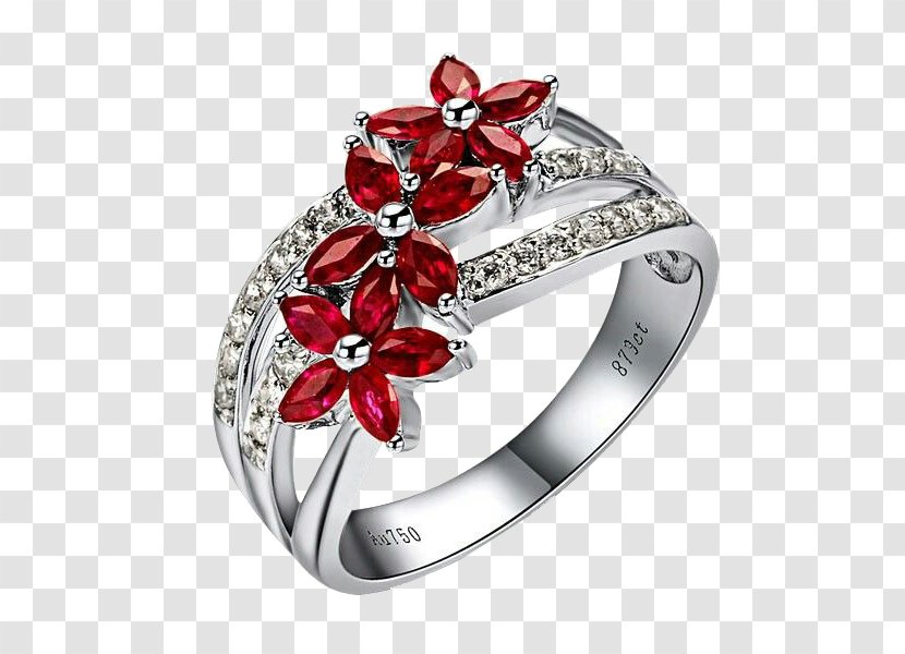 Engagement Ring Wedding Ruby Jewellery - Product Kind ​​petals Three Rings Transparent PNG