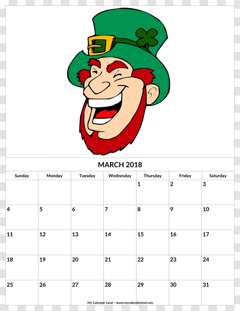 Leprechaun Saint Patrick's Day Clip Art - Calendar - March St Patrick Transparent PNG