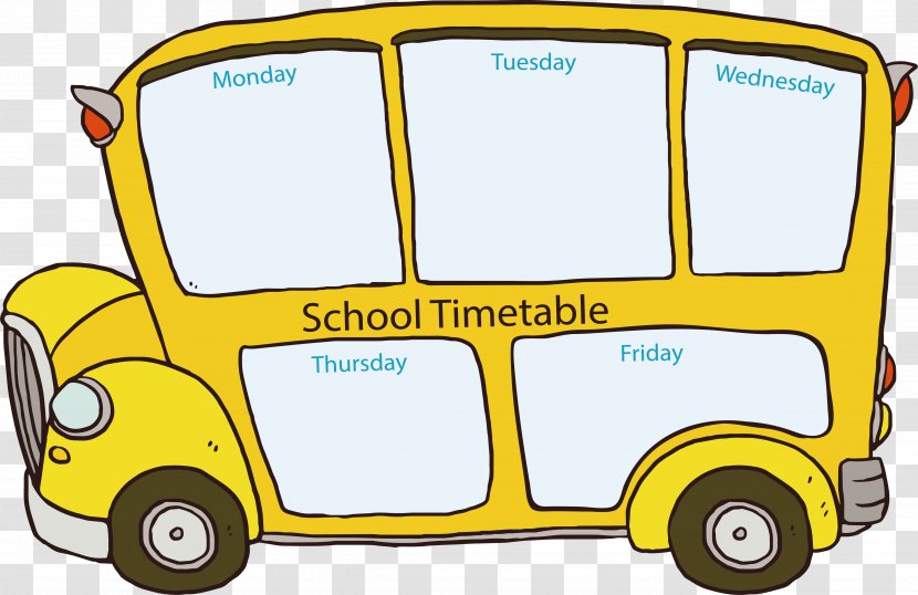 School Bus - Template - Hand Drawn Schedule Transparent PNG