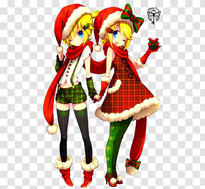 Kagamine Rin/Len Christmas Elf Image Vocaloid Day - Cartoon - Yue Transparent PNG