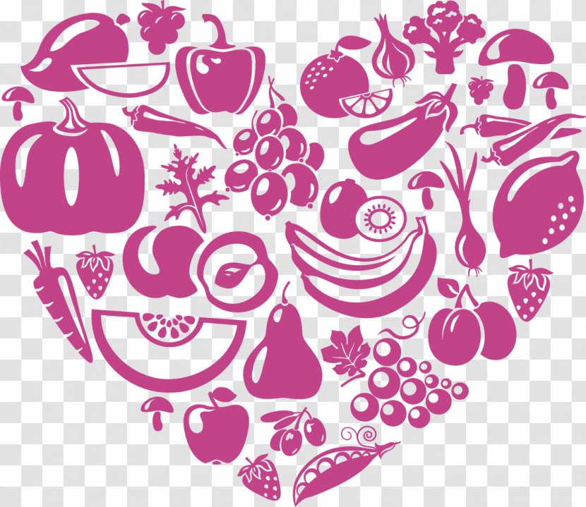 Organic Food Vegetarian Cuisine Vegetable Fruit - Heart - Vector Fruits And Vegetables Transparent PNG