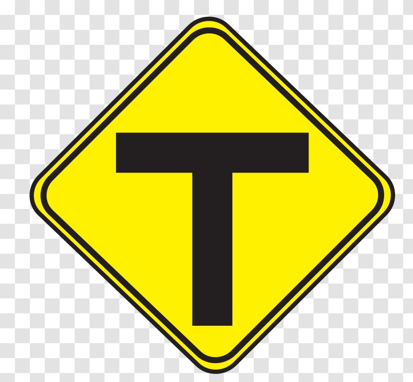 Traffic Sign Intersection Three-way Junction Road Warning - Area - Common Signs Symbols Transparent PNG