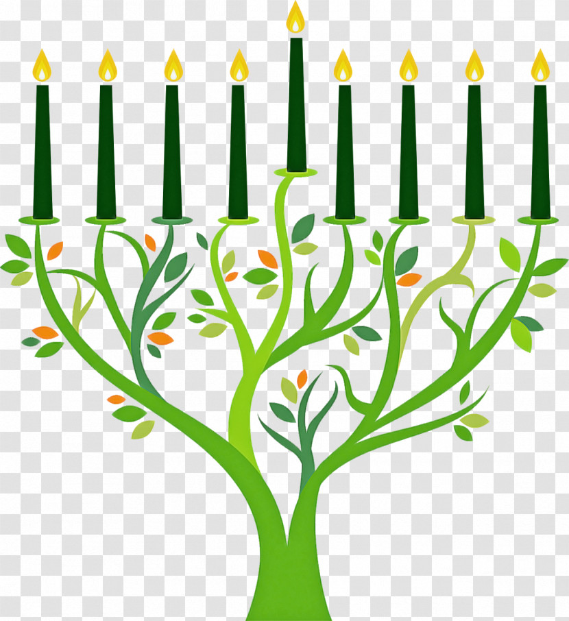 Green Candle Holder Menorah Candle Plant Transparent PNG