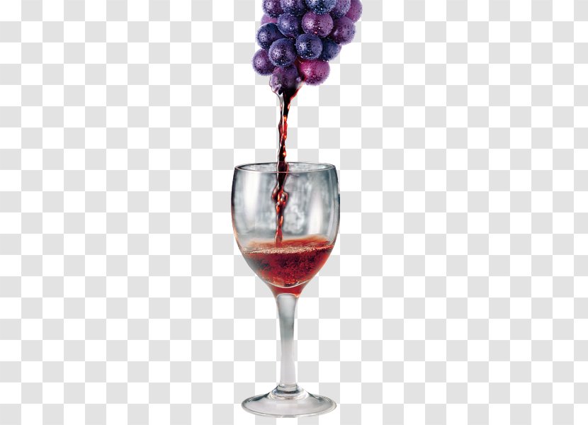 Red Wine Cocktail Juice Glass - Grapes Transparent PNG