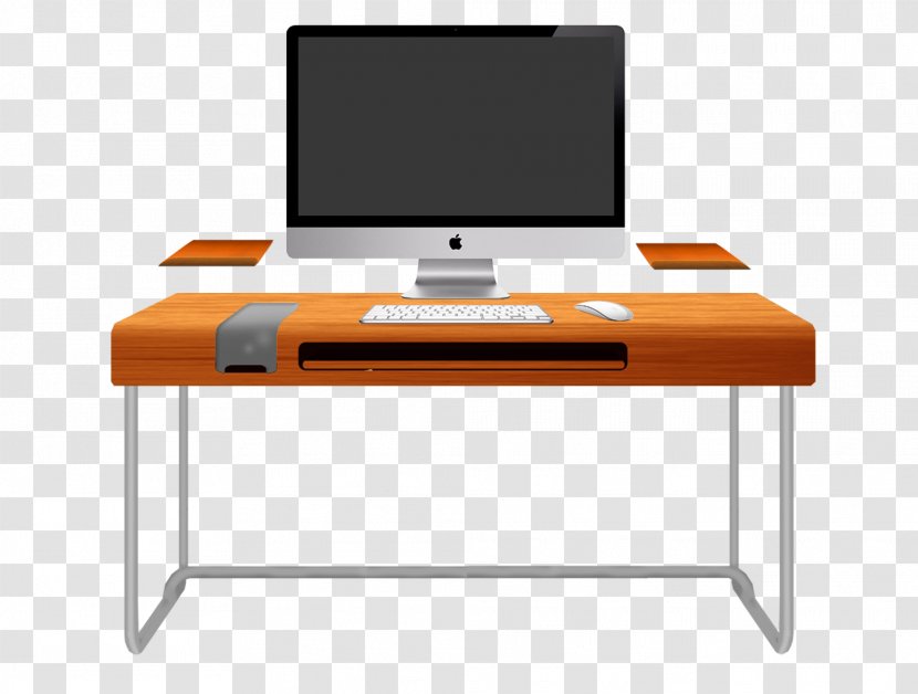 Computer Desk Furniture Office Chair - Orange Table Cliparts Transparent PNG