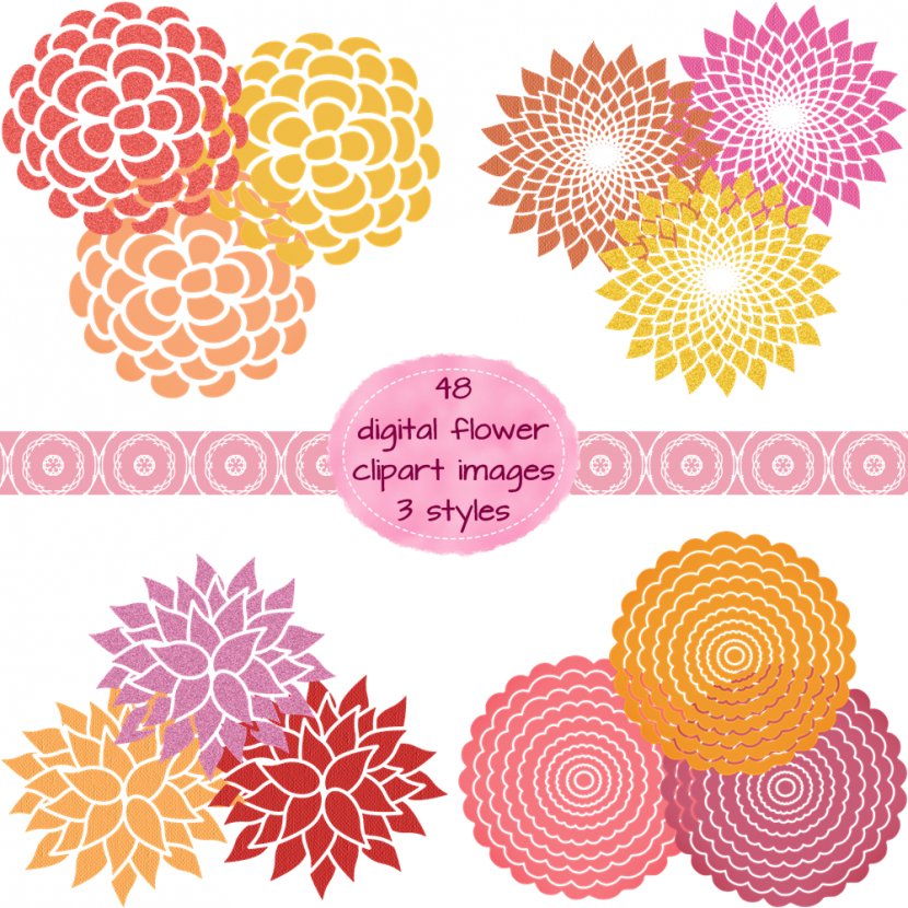 Flower Pink Orange Clip Art - Dahlia - Flowers Cliparts Transparent PNG