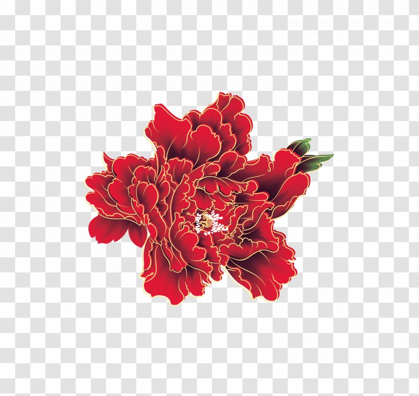 Red Moutan Peony - Color States Transparent PNG
