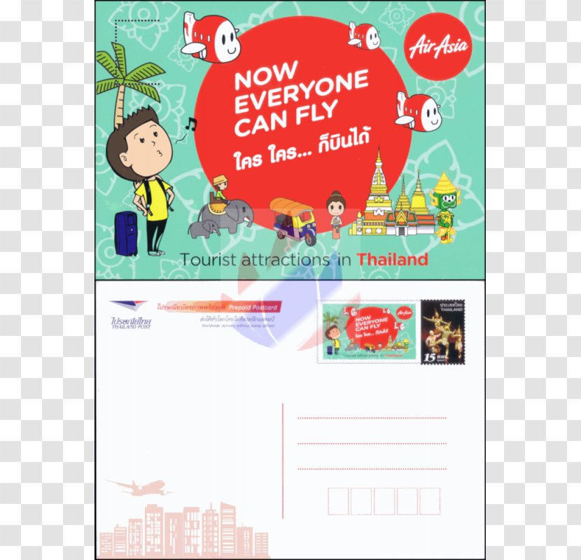 Post Cards Postage Stamps Airbus A320 Family AirAsia - Thailand - Flugzeug Transparent PNG